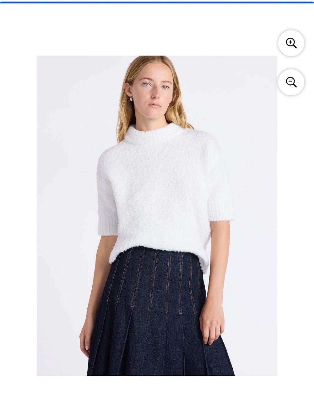 White Short-Sleeve Turtleneck Sweater